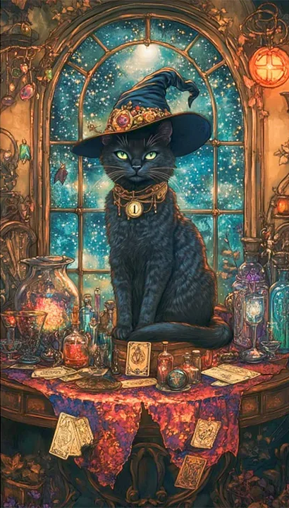 Paint by Numbers Kit Mysterious Black Cat