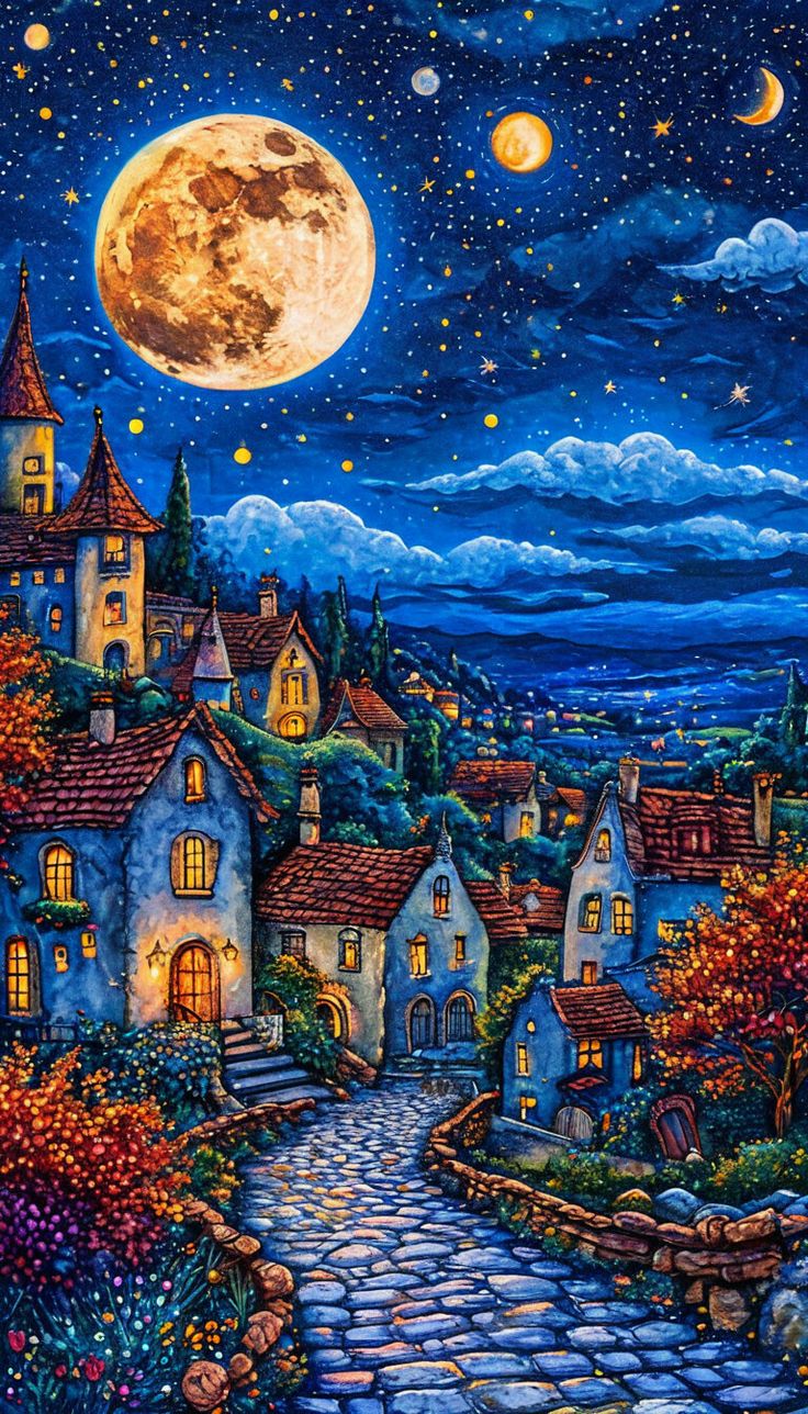 Paint by Numbers Kit Night View Of Town