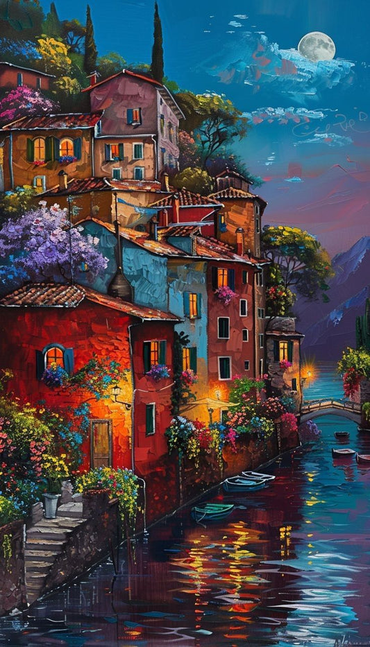 Paint by Numbers Kit Riverside Town