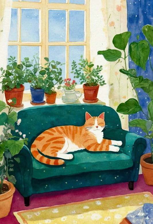 Paint by Numbers Kit Cat Lying On Sofa
