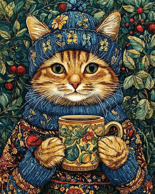 Paint by Numbers Kits Cat Drinking Coffee