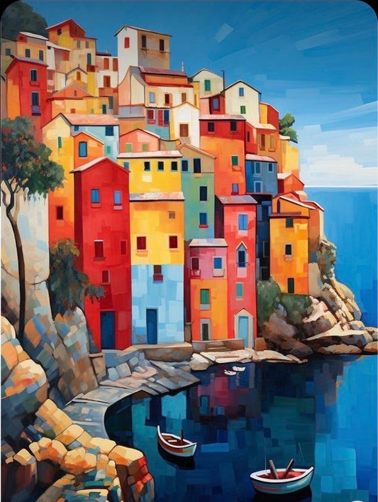 Paint by Numbers Kits Seaside Town Scenery