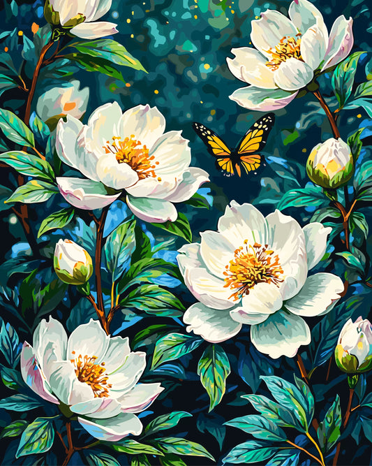Paint by Numbers Kits White flowers