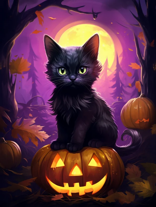 Paint by Numbers Kits Halloween Cat And Pumpkin