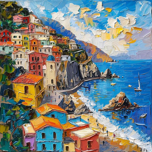 Paint by Numbers Kit Seaside Town