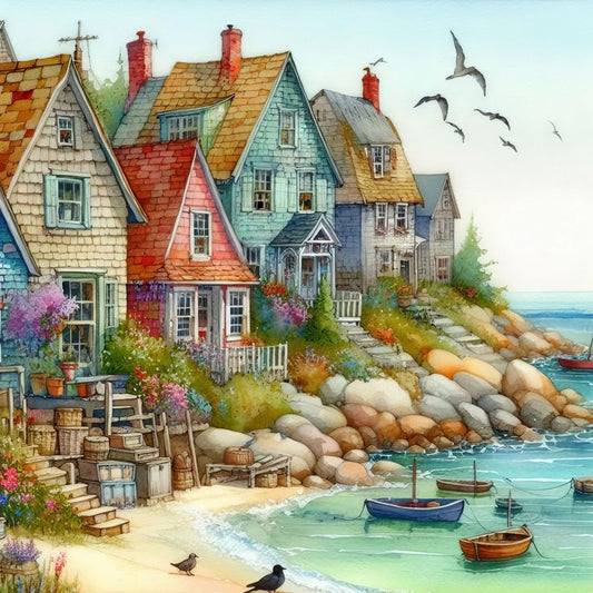 Paint by Numbers Kit Seaside House