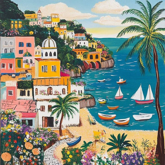 Paint by Numbers Kit Seaside Town