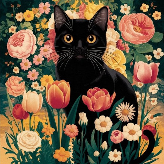 Paint by Numbers Kit Cat In The Flowers