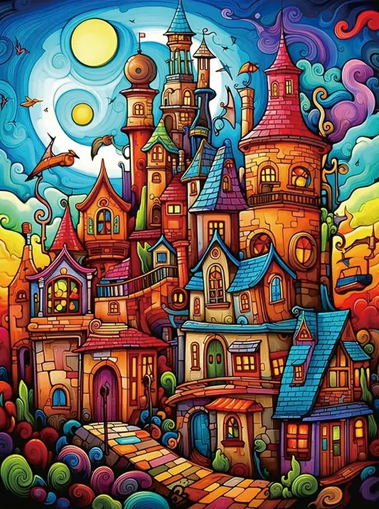 Paint by Numbers Kits Abstract Colorful Town