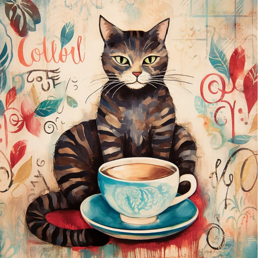 Paint by Numbers Kit Cat And Coffee