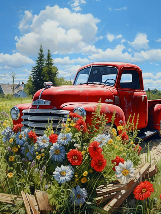 Paint by Numbers Kits Car Among Flowers