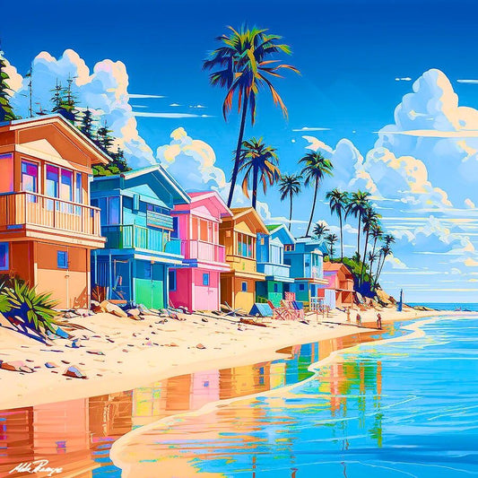 Paint by Numbers Kit Seaside Town