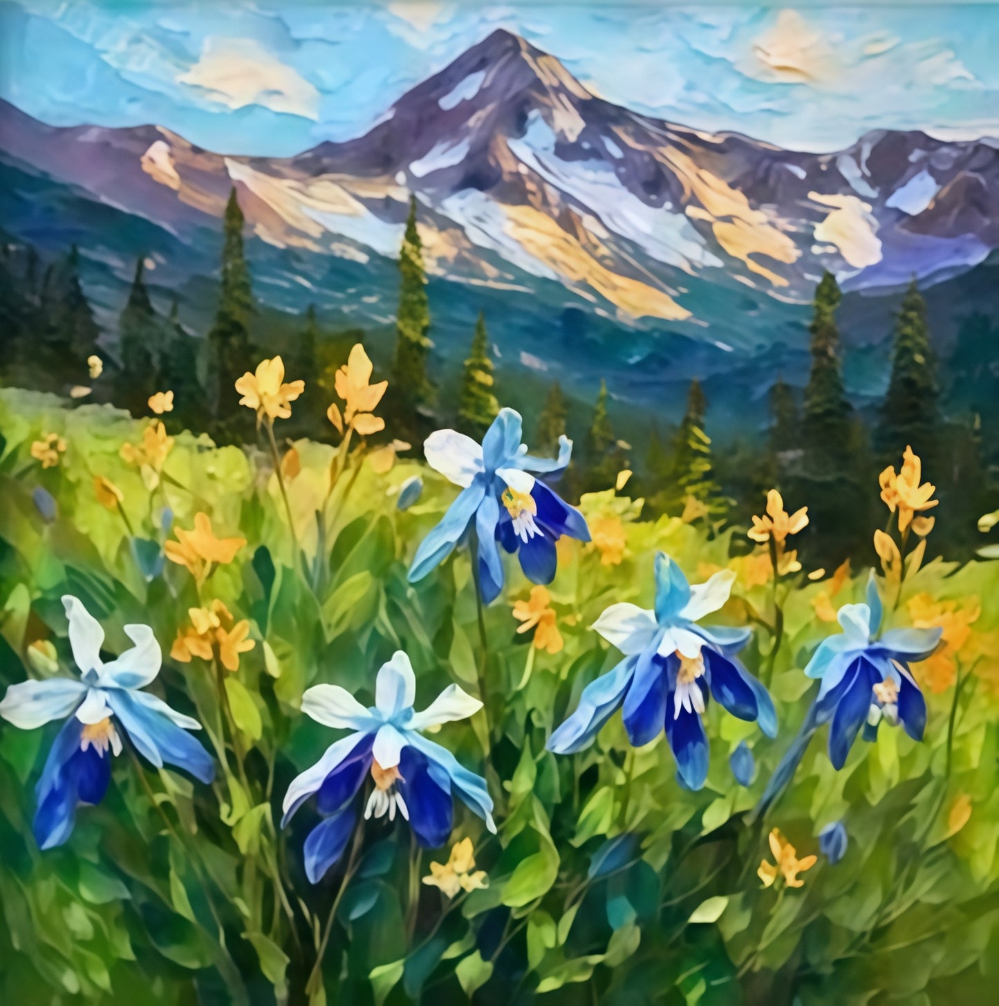 Paint by Numbers Kit Mountains and Flowers