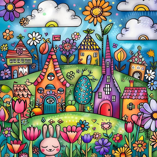 Paint by Numbers Kit Colorful Fairy Tale Town