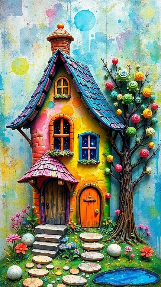 Paint by Numbers Kit Abstract Colourful House