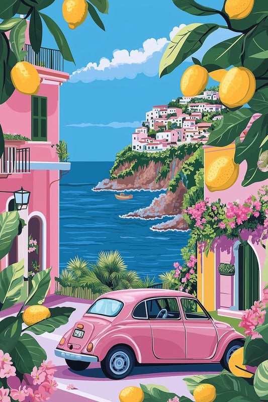 Paint by Numbers Kit Pink Street Scene