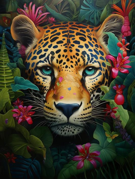 Paint by Numbers Kits Leopard Among Flowers