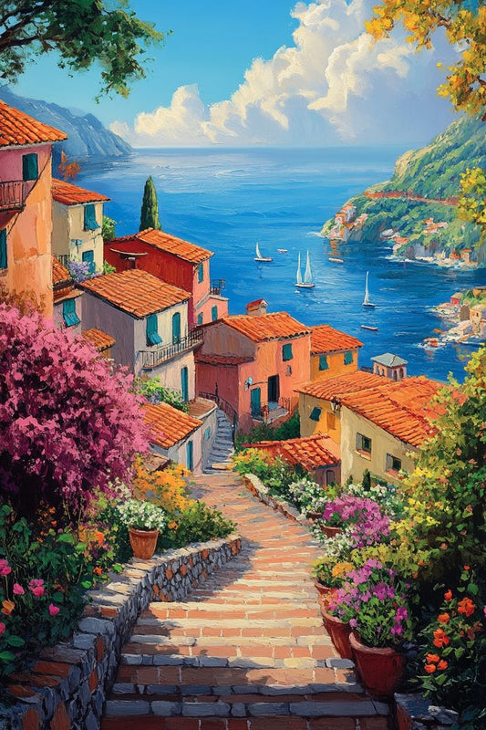Paint by Numbers Kit Seaside Town