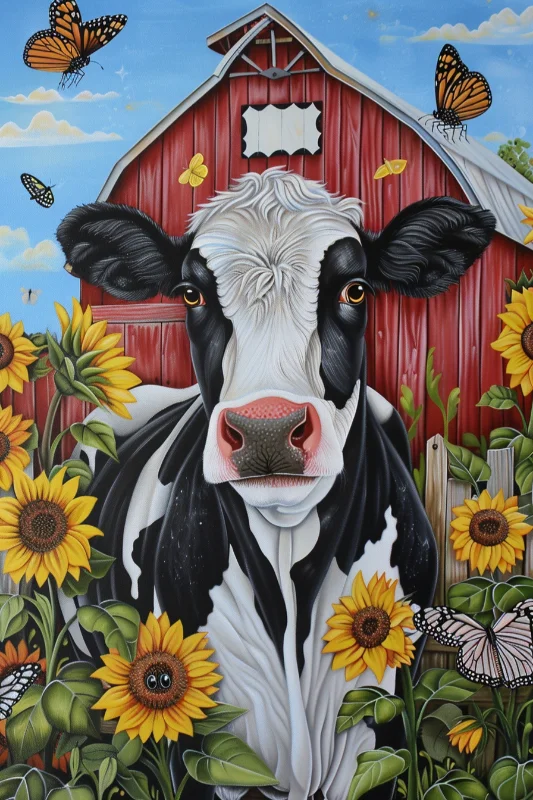 Paint by Numbers Kit Cow In Flower