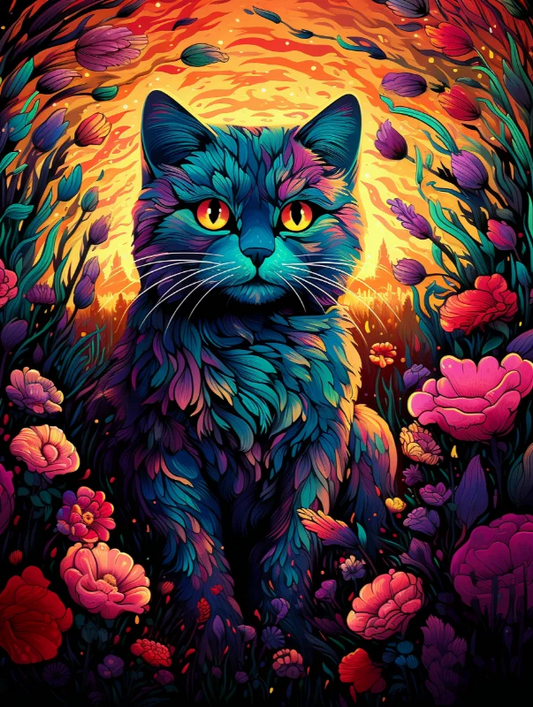 Paint by Numbers Kits Cat in the Flowers
