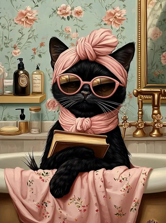 Paint by Numbers Kits Cat Reading A Book