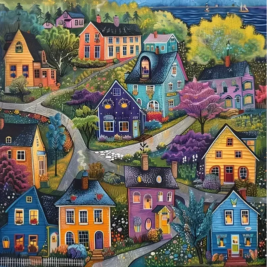 Paint by Numbers Kit Colourful Town