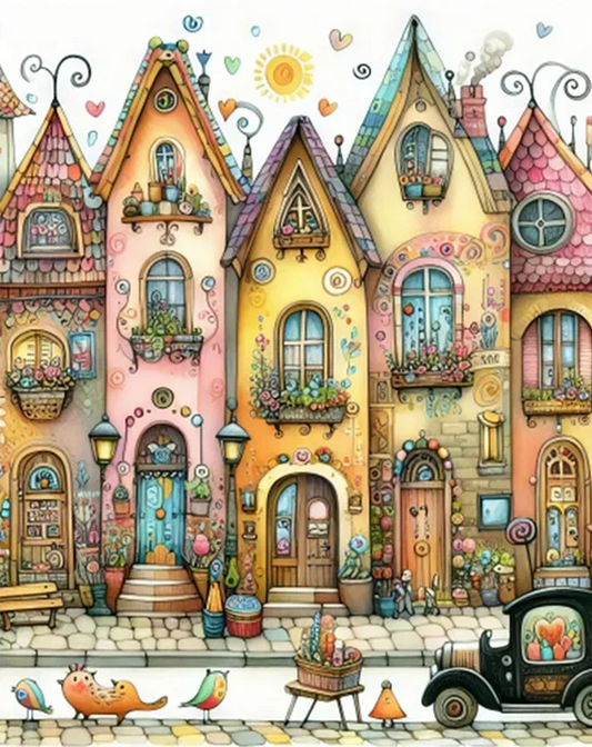 Paint by Numbers Kits Abstract Colorful Town