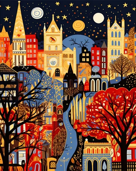 Paint by Numbers Kits Abstract Colorful Town