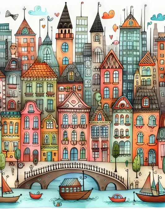 Paint by Numbers Kits Abstract Colorful Town