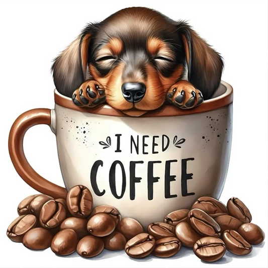 Paint by Numbers Kit Coffee and Puppy
