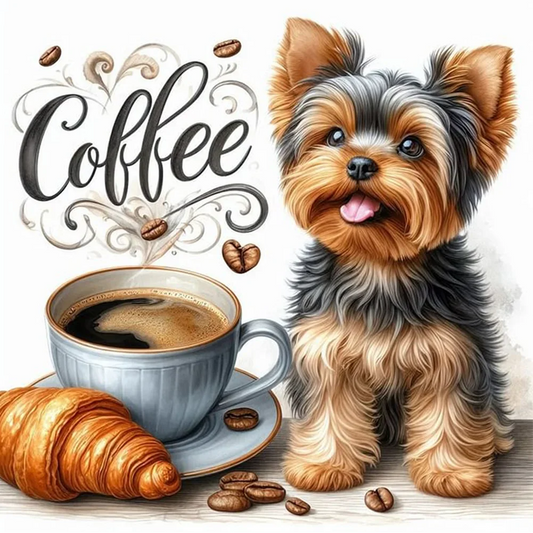 Paint by Numbers Kit Coffee and Puppy