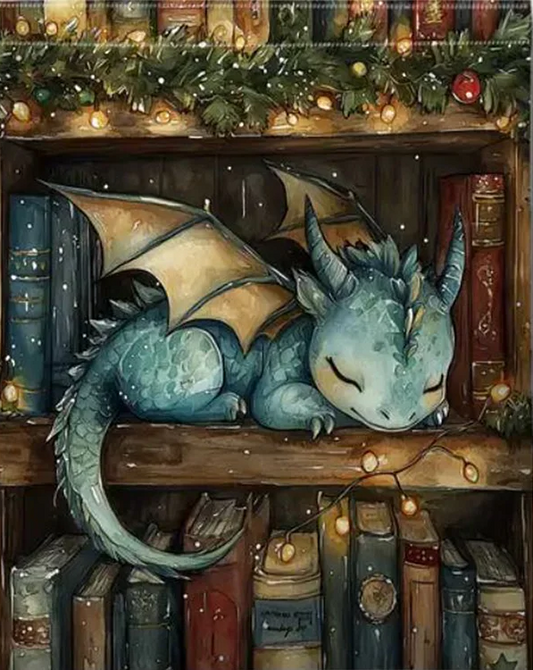 Paint by Numbers Kits Little Dragon On The Bookshelf