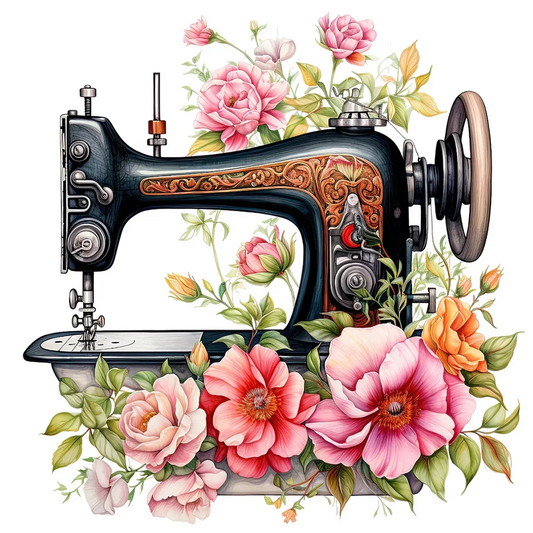 Paint by Numbers Kit Flower Sewing Machine