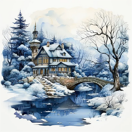 Paint by Numbers Kit Snowy Scenery