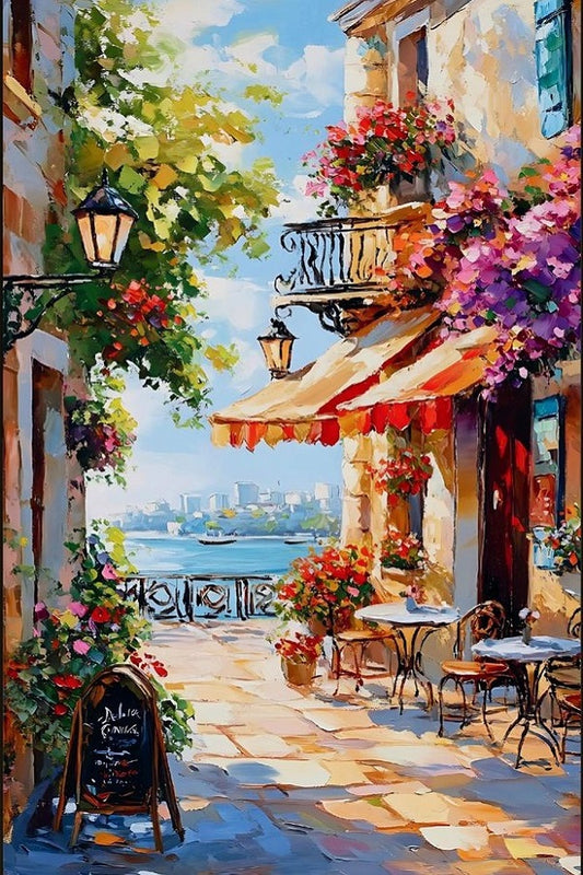 Paint by Numbers Kit Seaside Street Scene