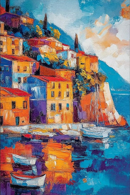 Paint by Numbers Kit Seaside Townscape
