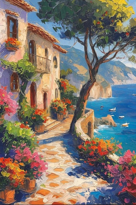 Paint by Numbers Kit Seaside Townscape