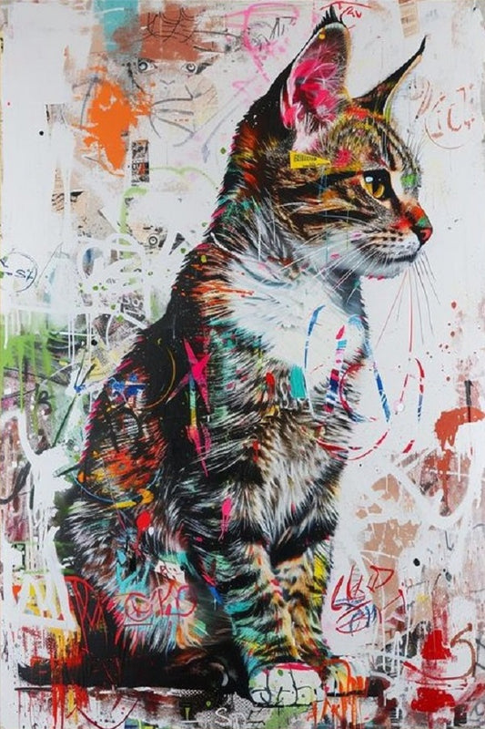 Paint by Numbers Kit Abstract Colourful Cat