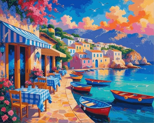 Paint by Numbers Kits Seaside Townscape