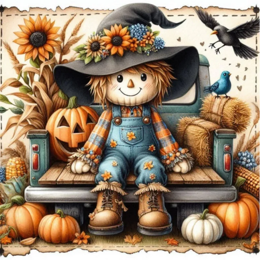 Paint by Numbers Kit Pumpkin and Scarecrow