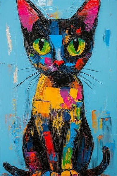 Paint by Numbers Kit Abstract Colorful Cat