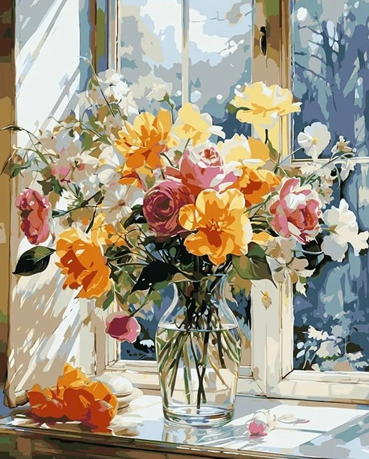 Paint by Numbers Kits Flowers On The Windowsill