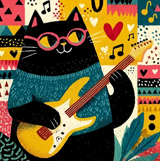 Paint by Numbers Kit Cat Playing Guitar