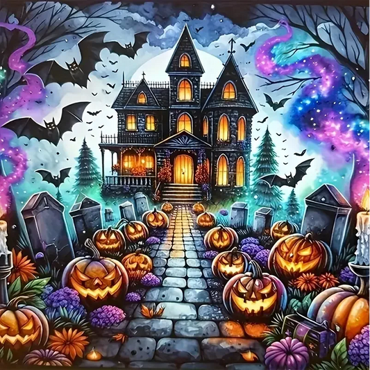 Paint by Numbers Kit Halloween Horror Castle