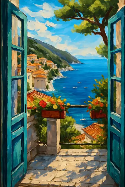 Paint by Numbers Kit Scenery Outside The Door