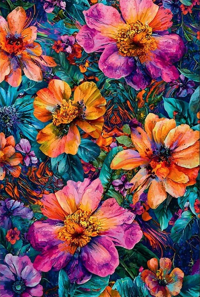 Paint by Numbers Kit Colored Flowers