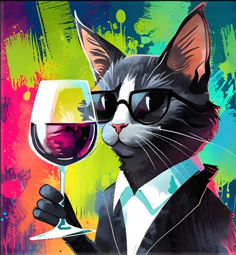 Paint by Numbers Kit Cat Drinking Red Wine