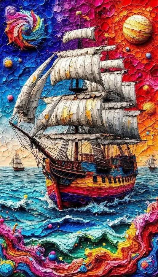 Paint by Numbers Kit Abstract Sailboat On The Sea