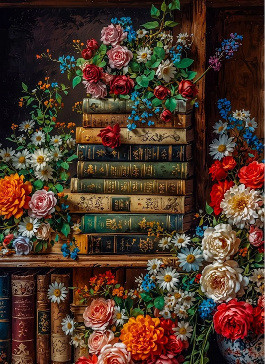 Paint by Numbers Kits Flowers And Bookshelves