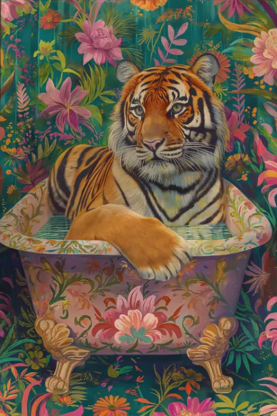 Paint by Numbers Kit Tiger In The Bathtub